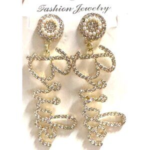 Bride Bridal Statement Drop Earrings Gold-Tone Fashion Jewelry Lightweight Desig